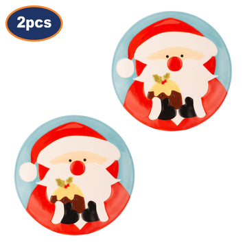 2Pc Father Christmas Ceramic Dinner Plate
