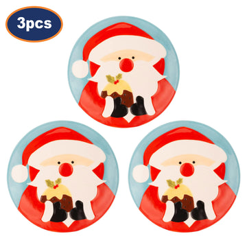3Pc Father Christmas Ceramic Dinner Plate
