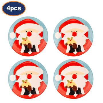 4Pc  Father Christmas Ceramic Dinner Plate