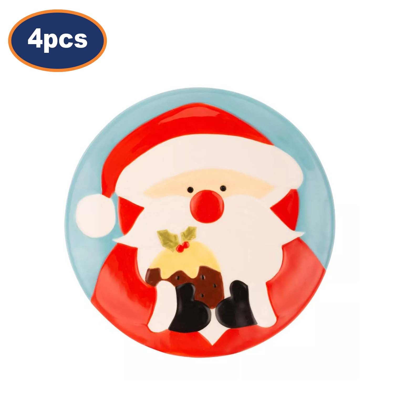 4Pc  Father Christmas Ceramic Dinner Plate