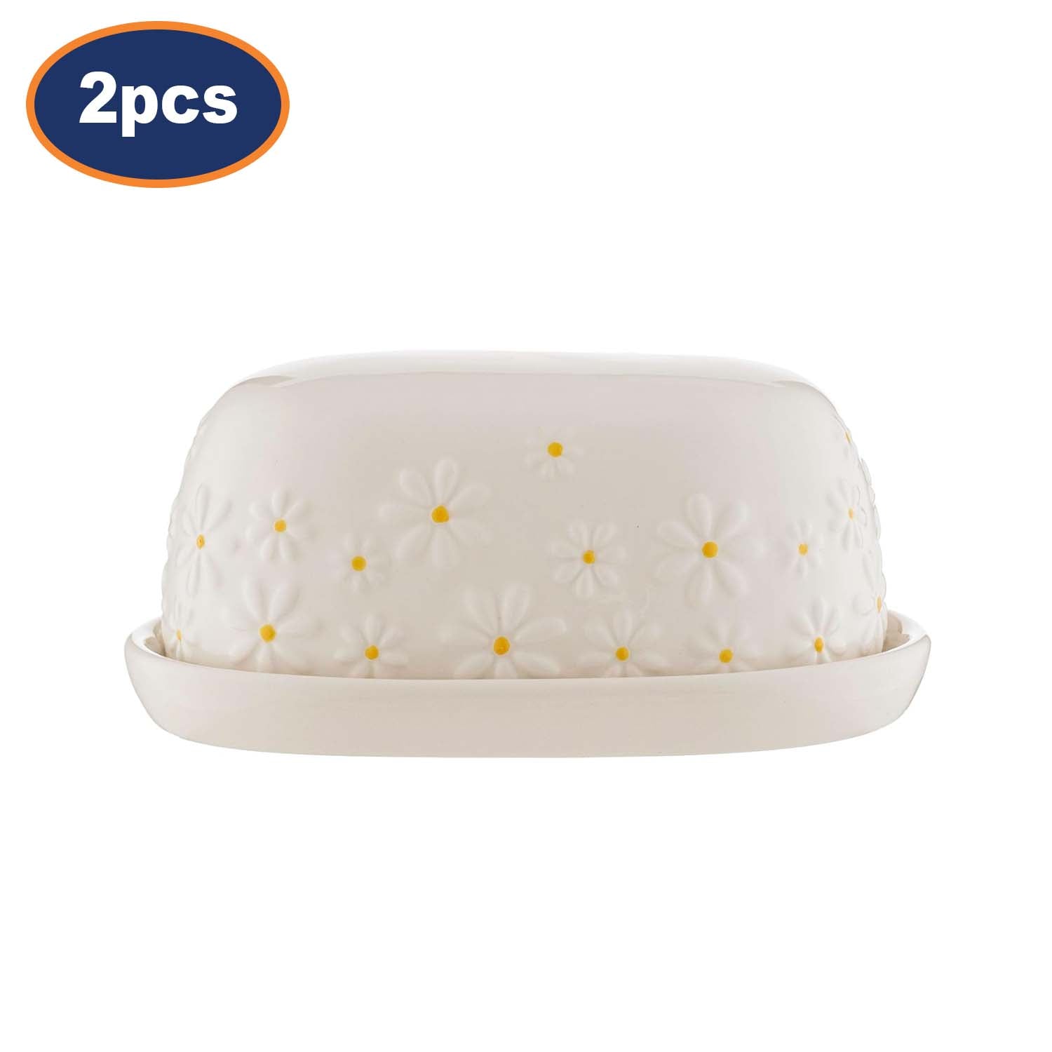 2Pcs Price & Kensington Daisy Ceramic Butter Dish