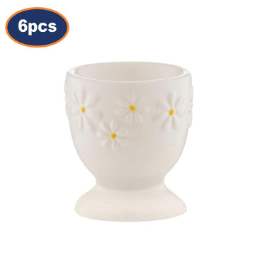 Set Of 6 Daisy Ceramic Egg Cup Holder