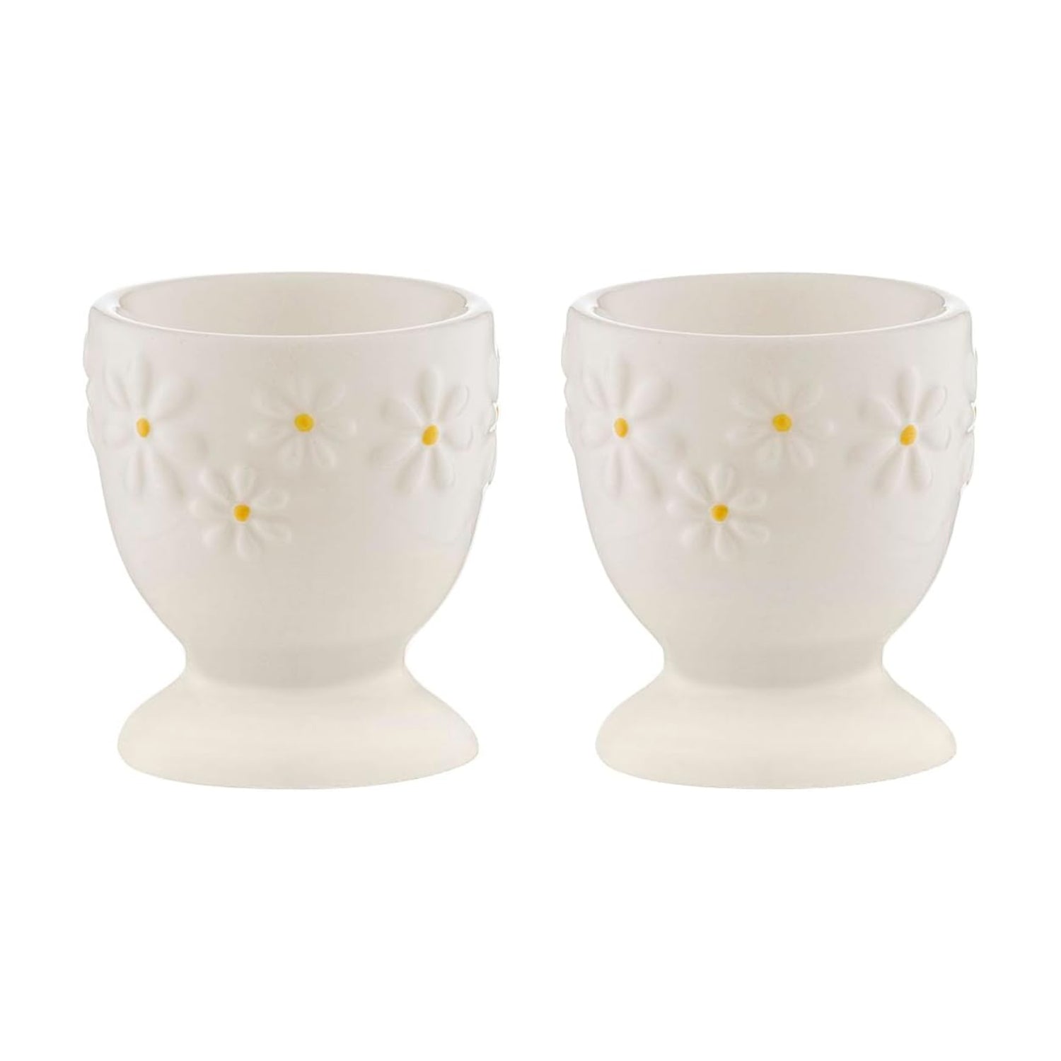 Set Of 2 Daisy Ceramic Egg Cup Holder