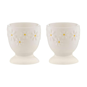 Set Of 2 Daisy Ceramic Egg Cup Holder