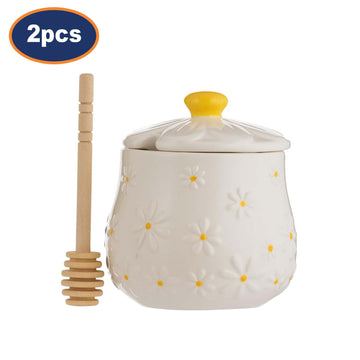 2Pcs Price & Kensington Daisy Honey Pot & Drizzler Set