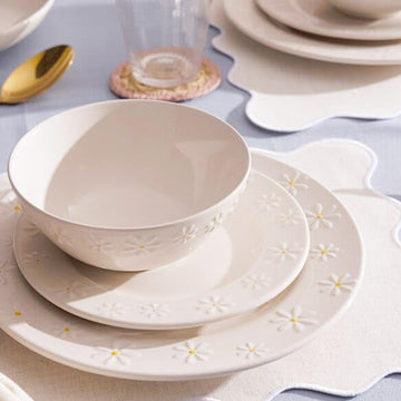 2Pcs Daisy Dinner & Side Plate Set
