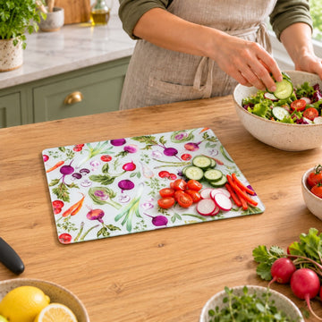 30x40cm Glass Heat Resistant Vegetable Pattern Worktop Saver
