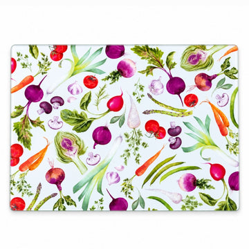 30x40cm Glass Heat Resistant Vegetable Pattern Worktop Saver