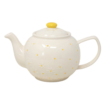 Price & Kensington  Cream & Yellow Textured Daisy 6Cup Ceramic Teapot With Handle