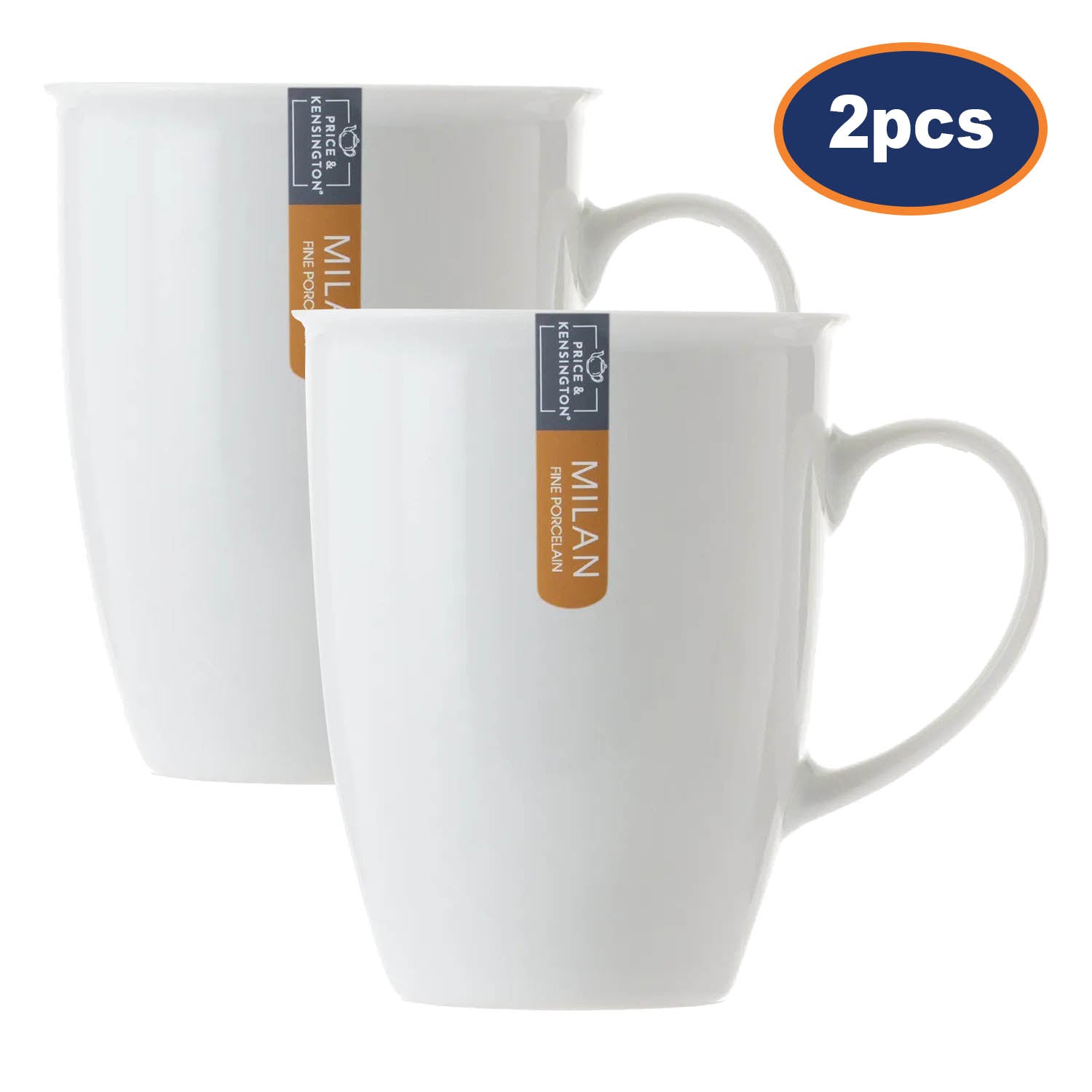 2Pcs Milan 300ml White Fine Porcelain Mug