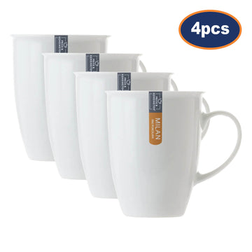 4Pcs Milan 300ml White Fine Porcelain Mug