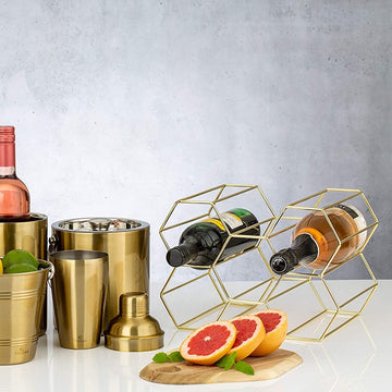 Viners Barware Gold Finish Metal 5 Wine Bottle Rack Holder