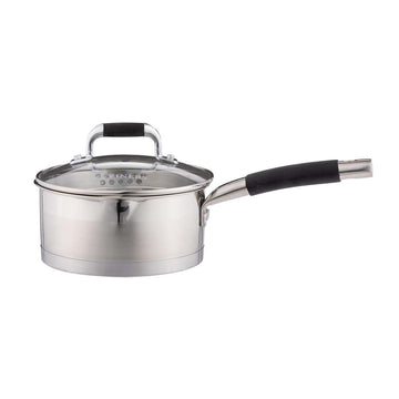 Viners Select 18cm Stainless Steel Tempered Glass Lid Non Stick Sauce Pan