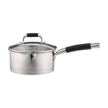 Viners Select 20cm Stainless Steel Tempered Glass Lid Non Stick Sauce Pan