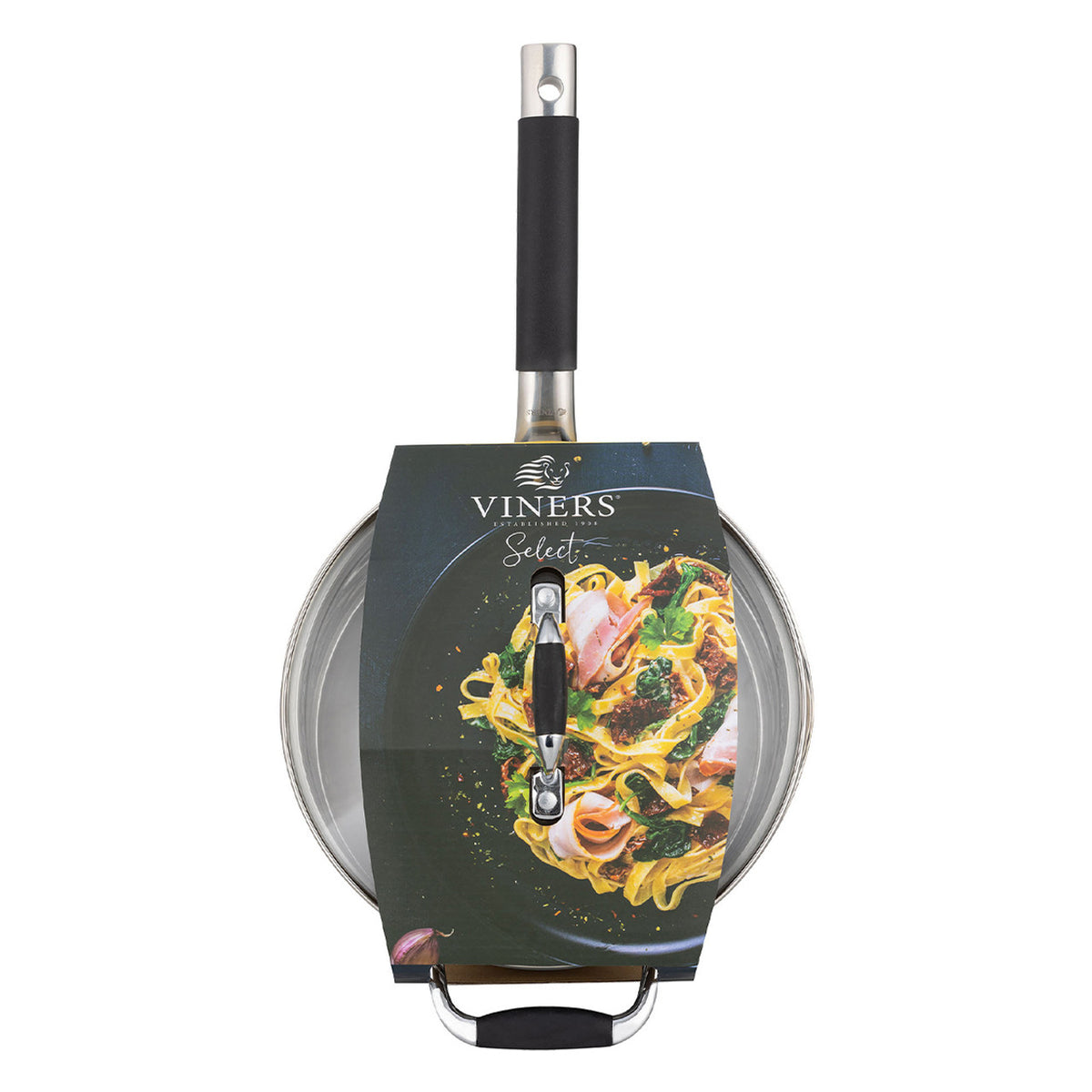 Viners Select 22cm Stainless Steel Tempered Glass Lid Non Stick Sauce Pan