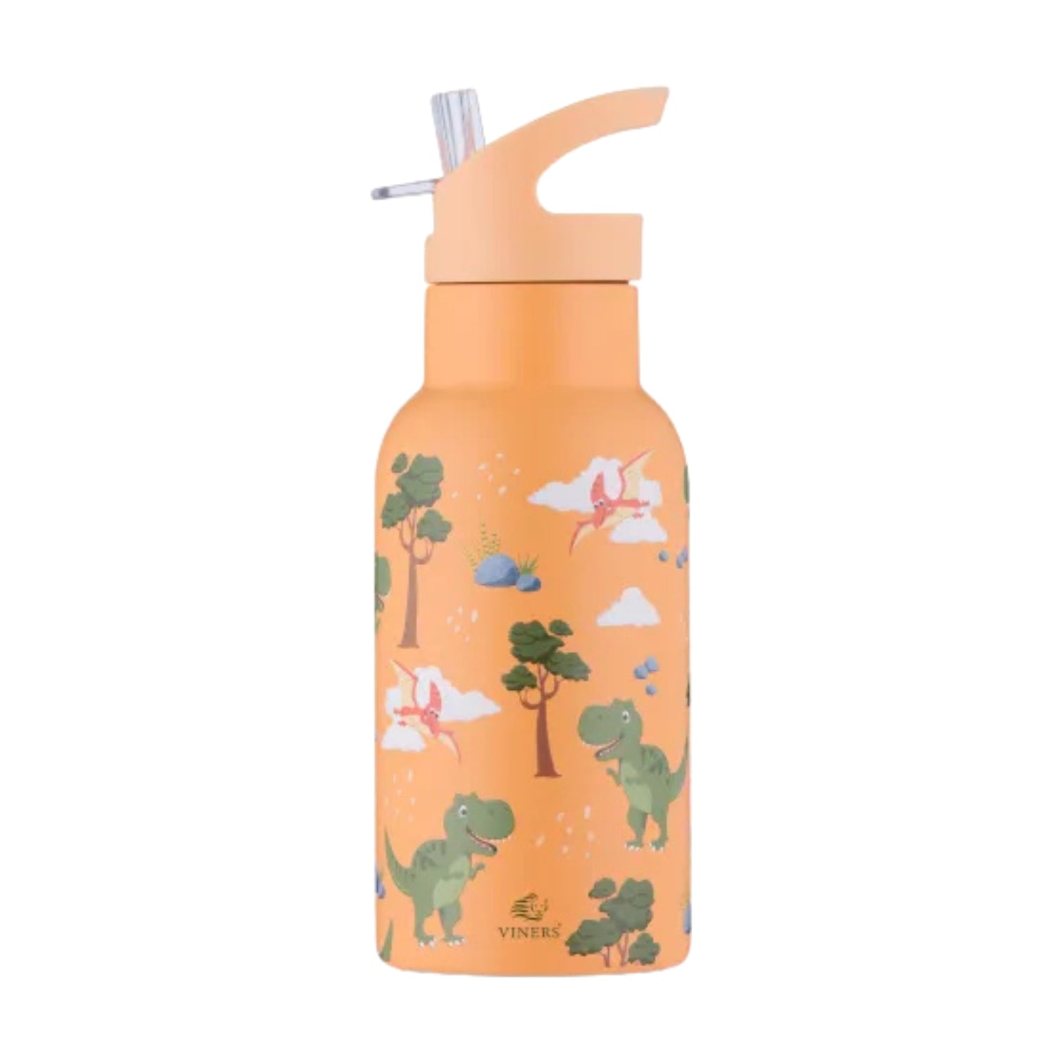 350ml Viners Kids Roarsome Dinosaur Flip Straw Water Bottle