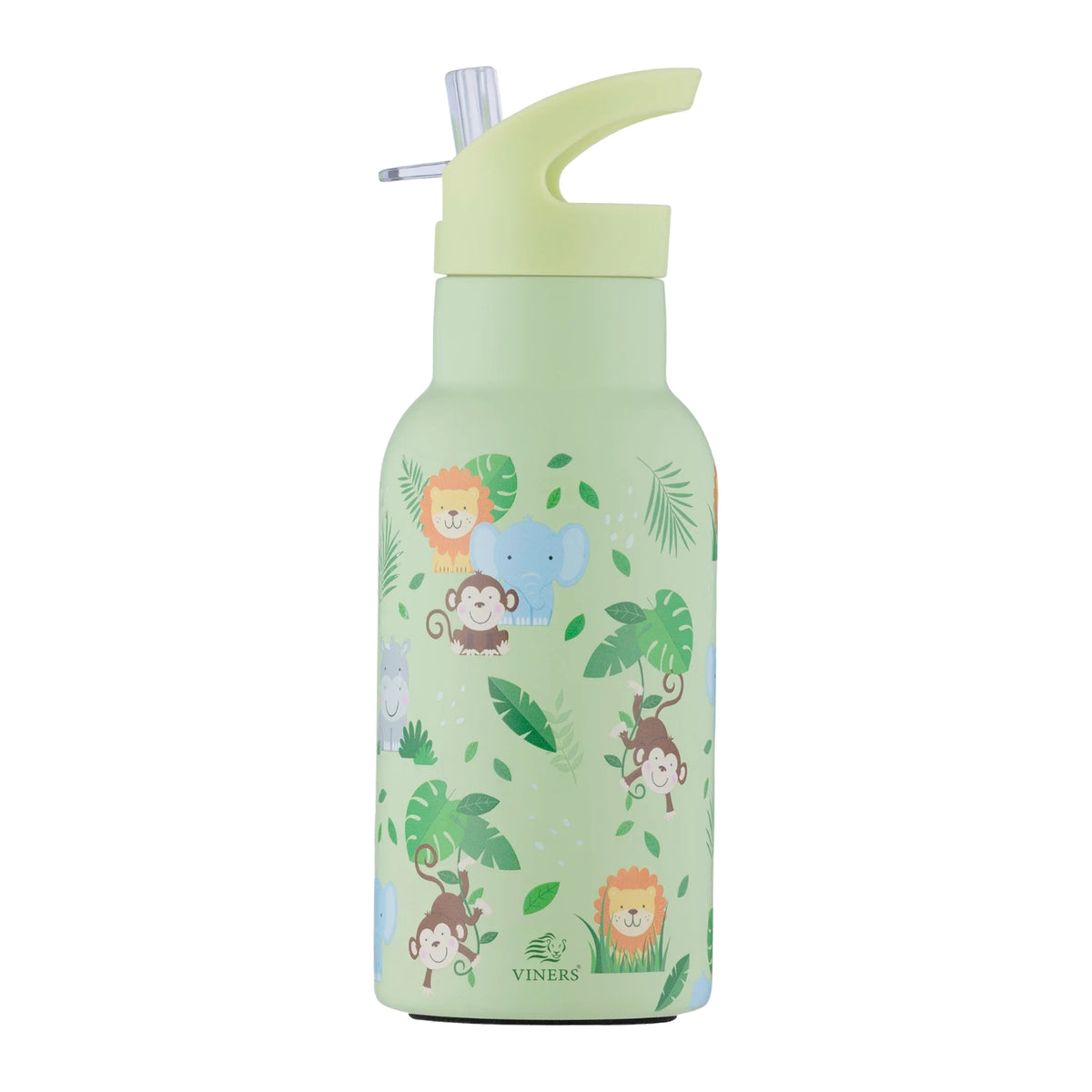 350ml Viners Kids Jungle Flip Straw Water Bottle