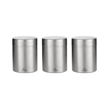 Set Of 3 Everyday 0.7L Silver Stainless Steel Jars