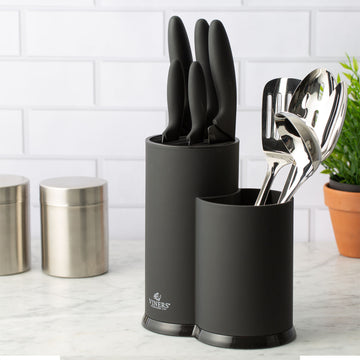 Viners Matte Black Duo Knife and Utensil Cutlery Holder