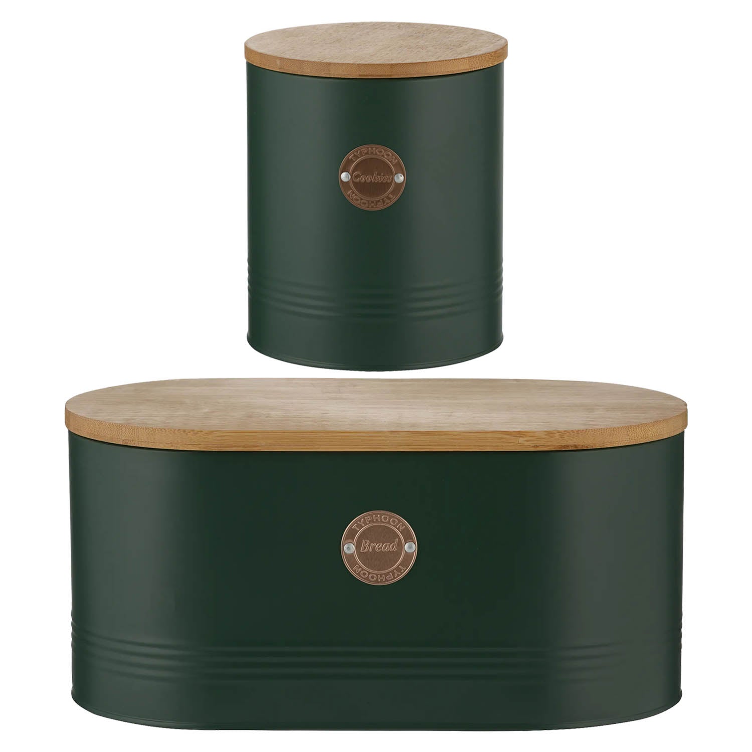 2Pcs Typhoon Living Green Bread Bin & Biscuit Canister Set