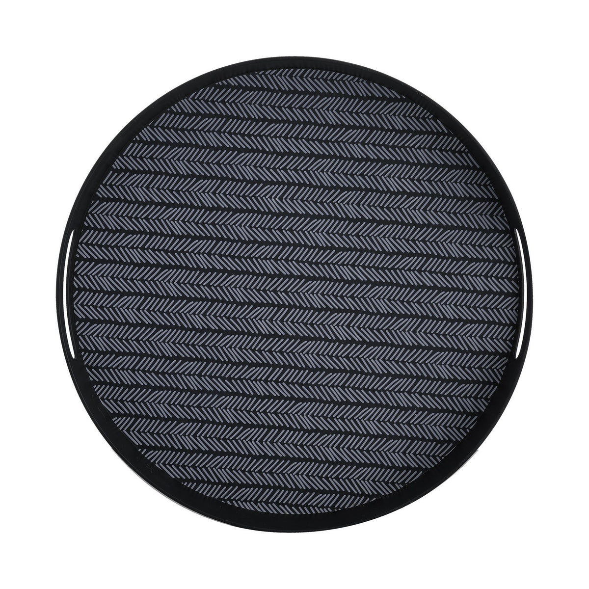 Monochrome Wooden Fibre Black Serving Tray Round