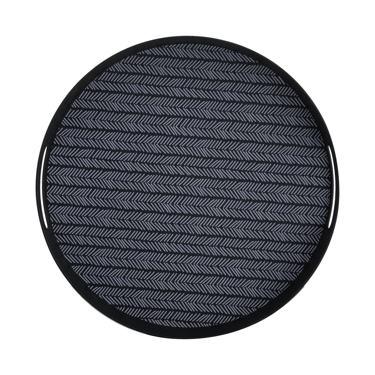 Monochrome Wooden Fibre Black Serving Tray Round