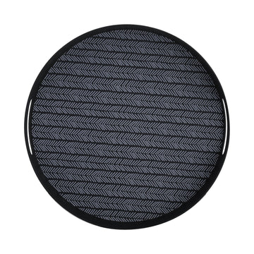 Monochrome Wooden Fibre Black Serving Tray Round