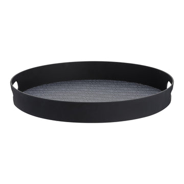 Monochrome Wooden Fibre Black Serving Tray Round