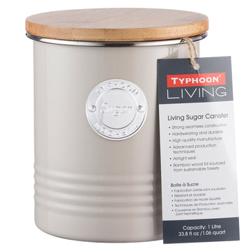 Typhoon 1L Putty Bamboo Lid Sugar Canister