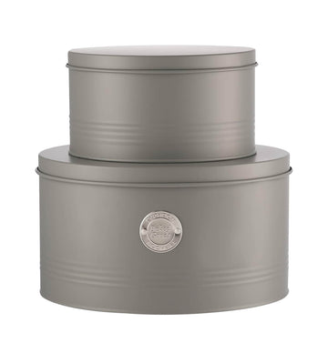 Typhoon Set Of 2 Round Living Grey Cake Tins Kitchen Storage