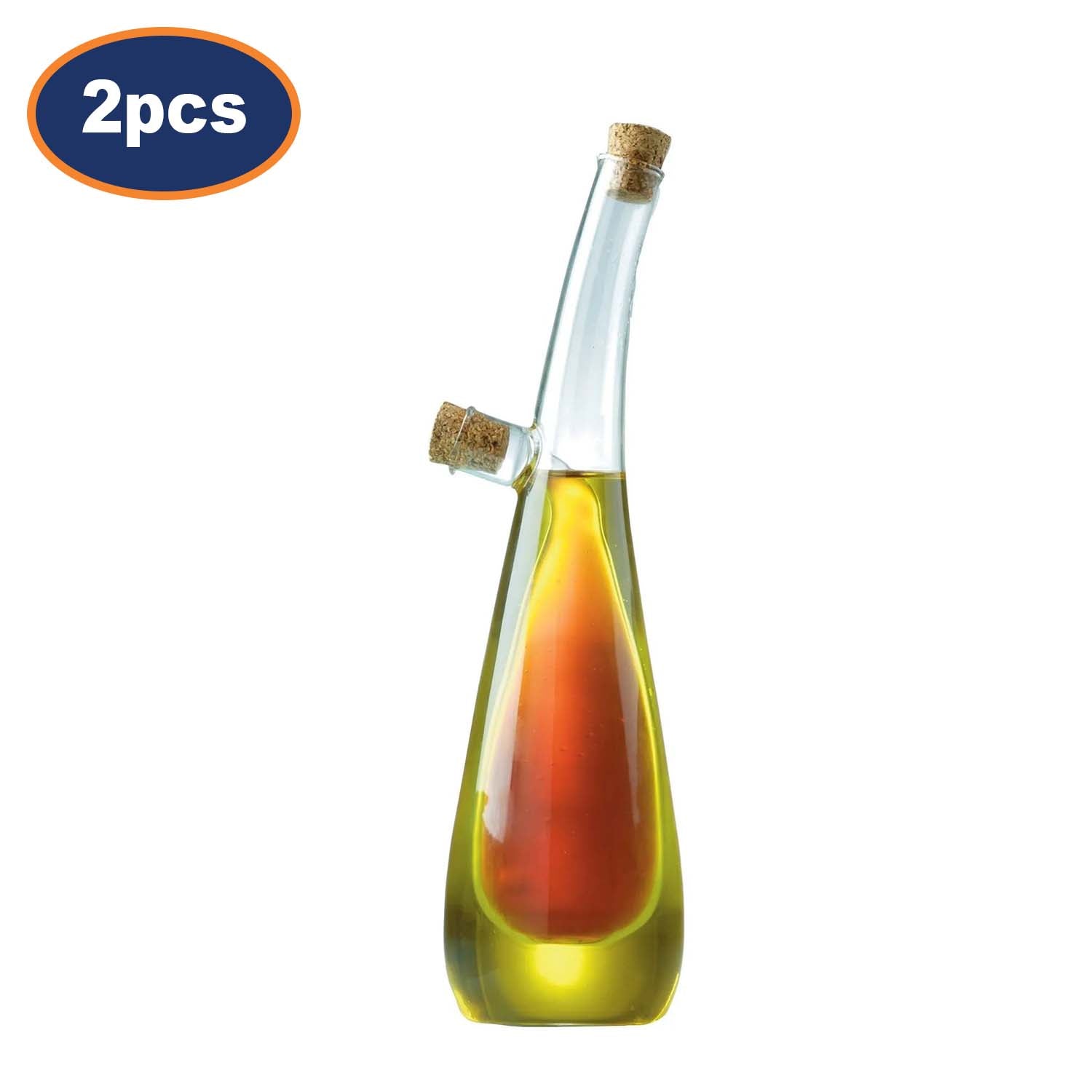 2Pcs Oil & Vinegar Tear Drop Glass Duo Drizzler Dispenser