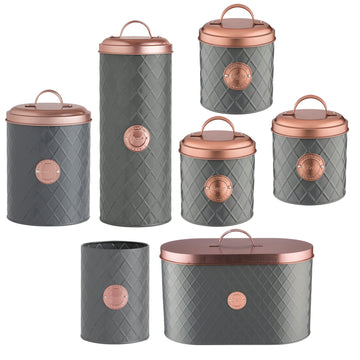 7pc Henrik Copper Grey Set of Storage Canisters