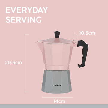 Typhoon Stovetop Espresso Maker Moka Pot Pink Grey