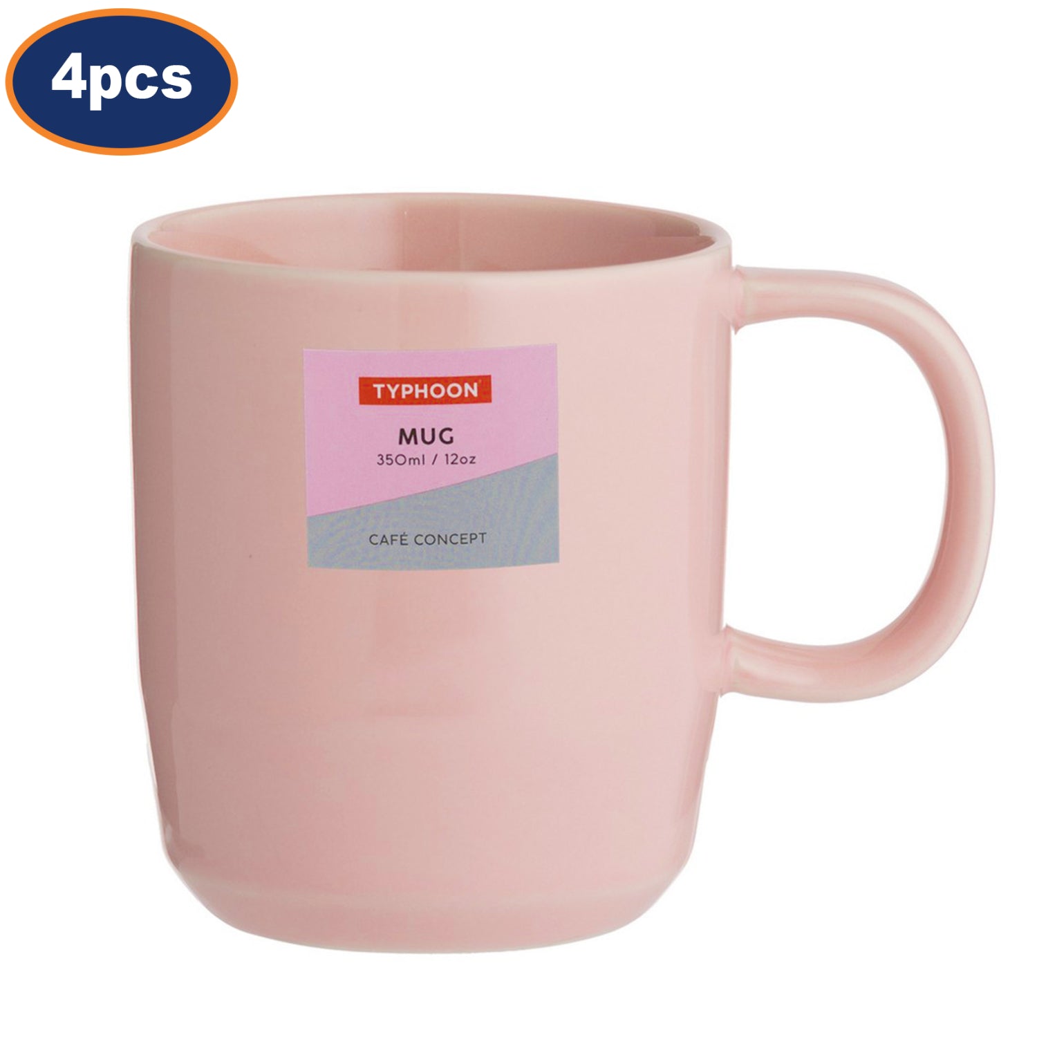 4Pcs Typhoon Cafe Concept 350ml Pink Mug