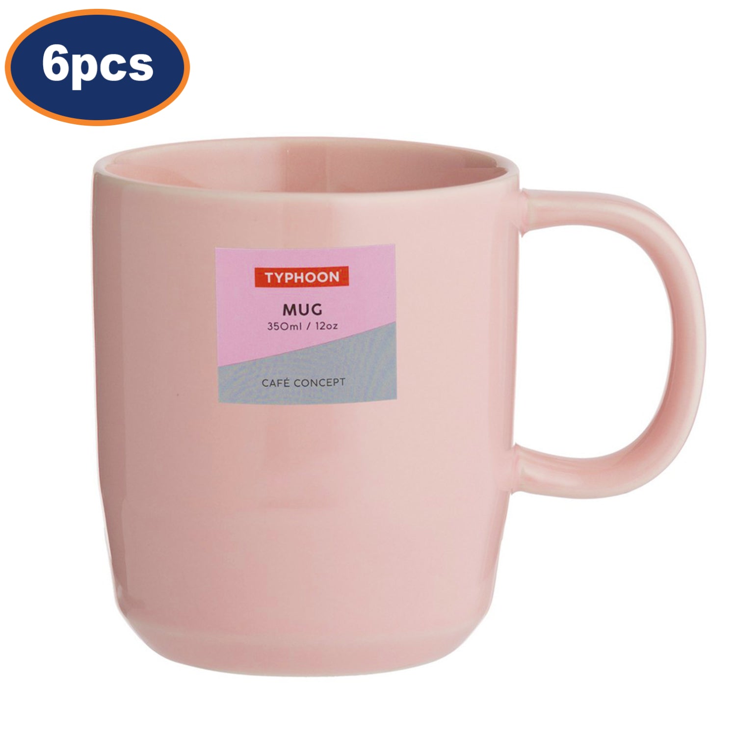 6Pcs Typhoon Cafe Concept 350ml Pink Mug