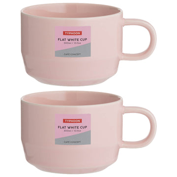 2Pcs Typhoon Cafe Concept 300ml Pink Flat White Coffee Cup