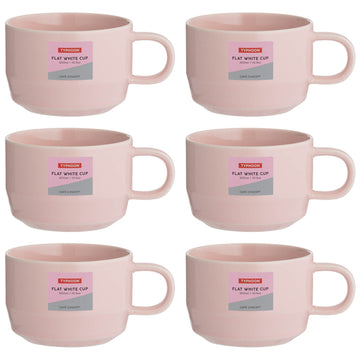 6Pcs Typhoon Cafe Concept 300ml Pink Flat White Cups