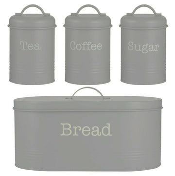 Typhoon Colonna Grey Canisters & Bread Bin Crock Set