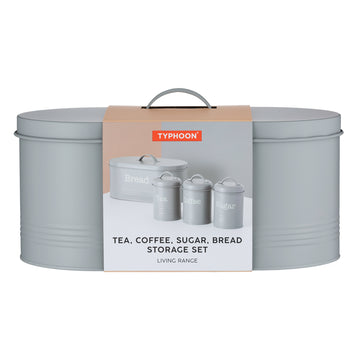 Typhoon Colonna Grey Canisters & Bread Bin Crock Set