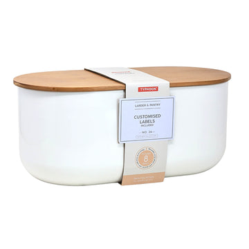 7.5L White Carbon Steel Airtight Bread Bin With Reusable Labels