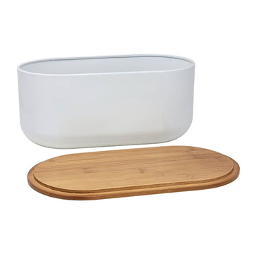 7.5L White Carbon Steel Airtight Bread Bin With Reusable Labels