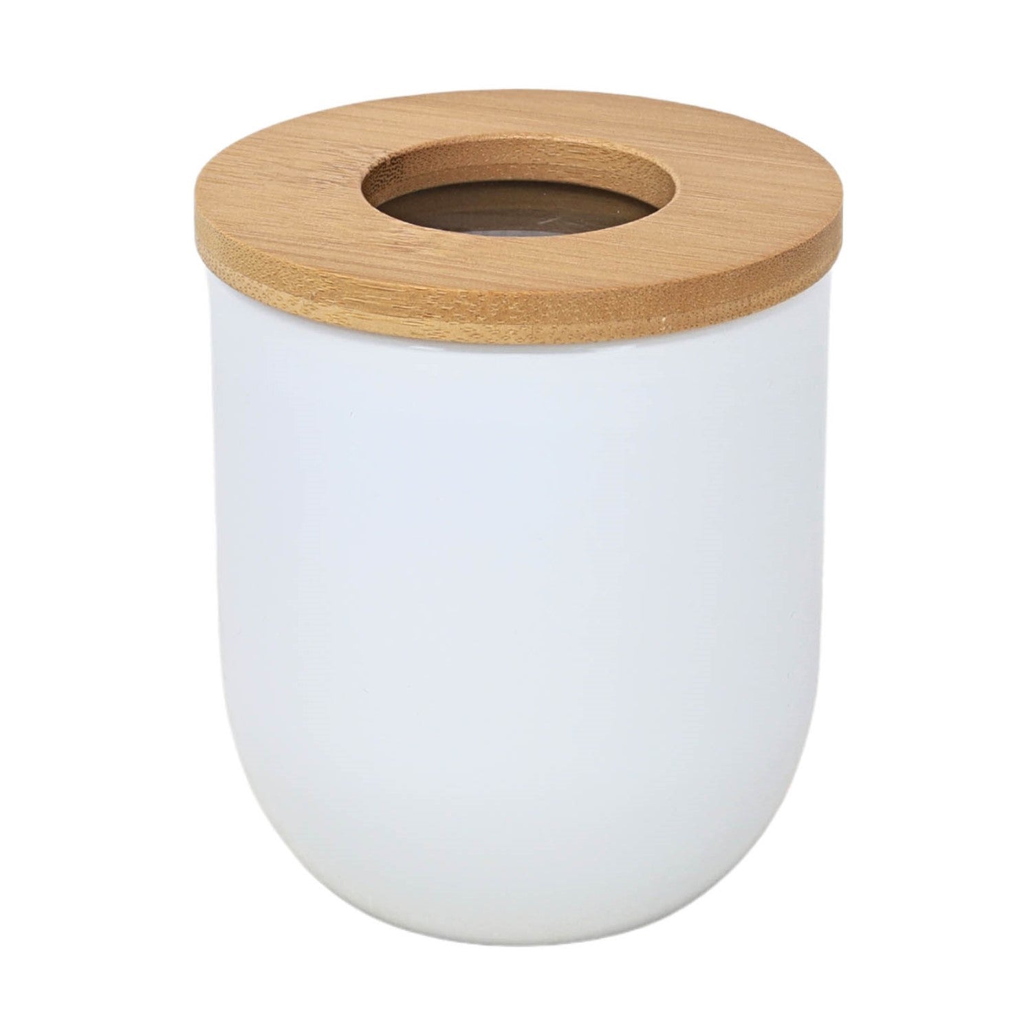 500ml White Carbon Steel Airtight Food Storage Canister With Bamboo Lid