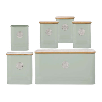 6Pc Coffee Tea Sugar Bread Cookies Canister & Utensil Holder Set