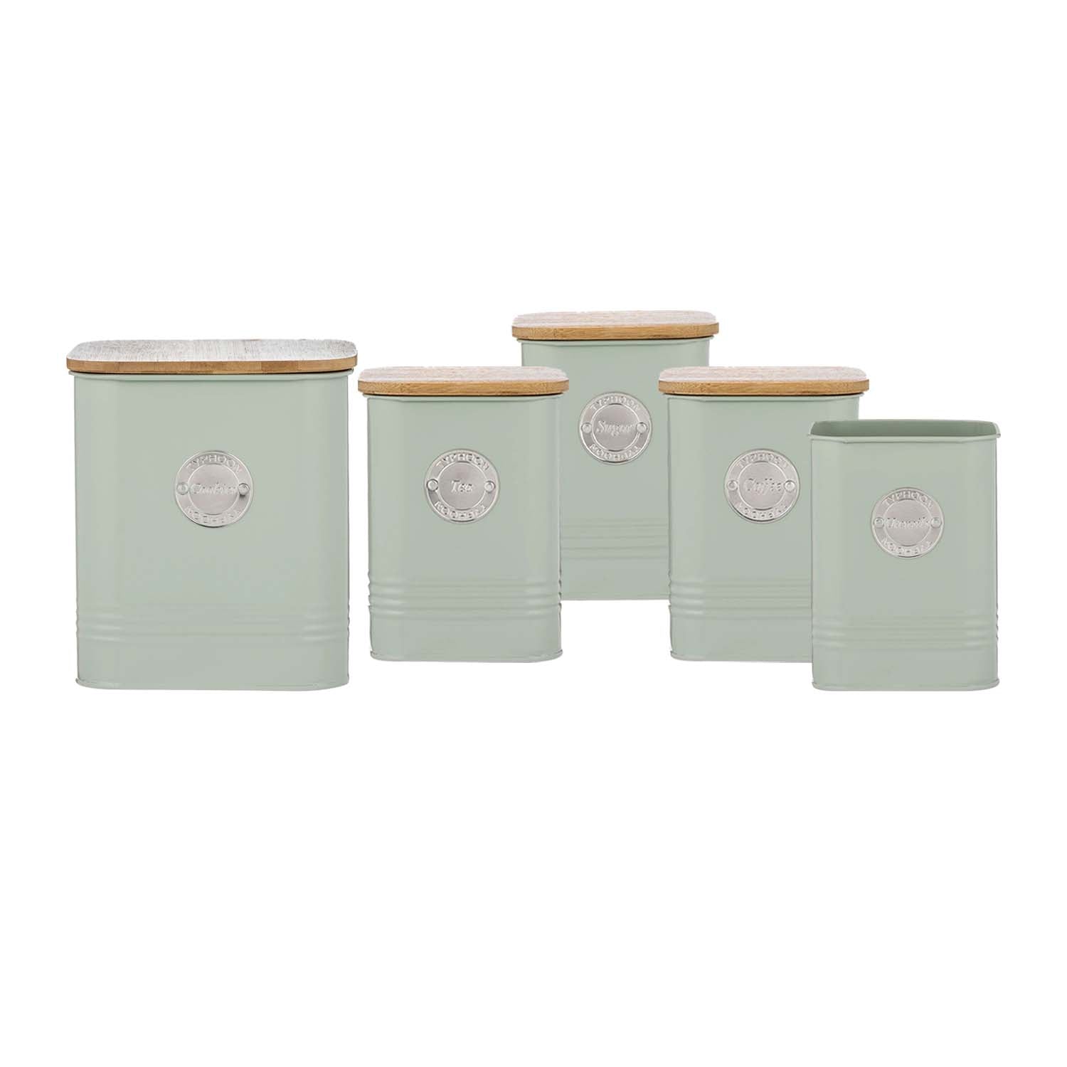 5Pc Coffee Tea Sugar Cookies Canister & Utensil Holder Set