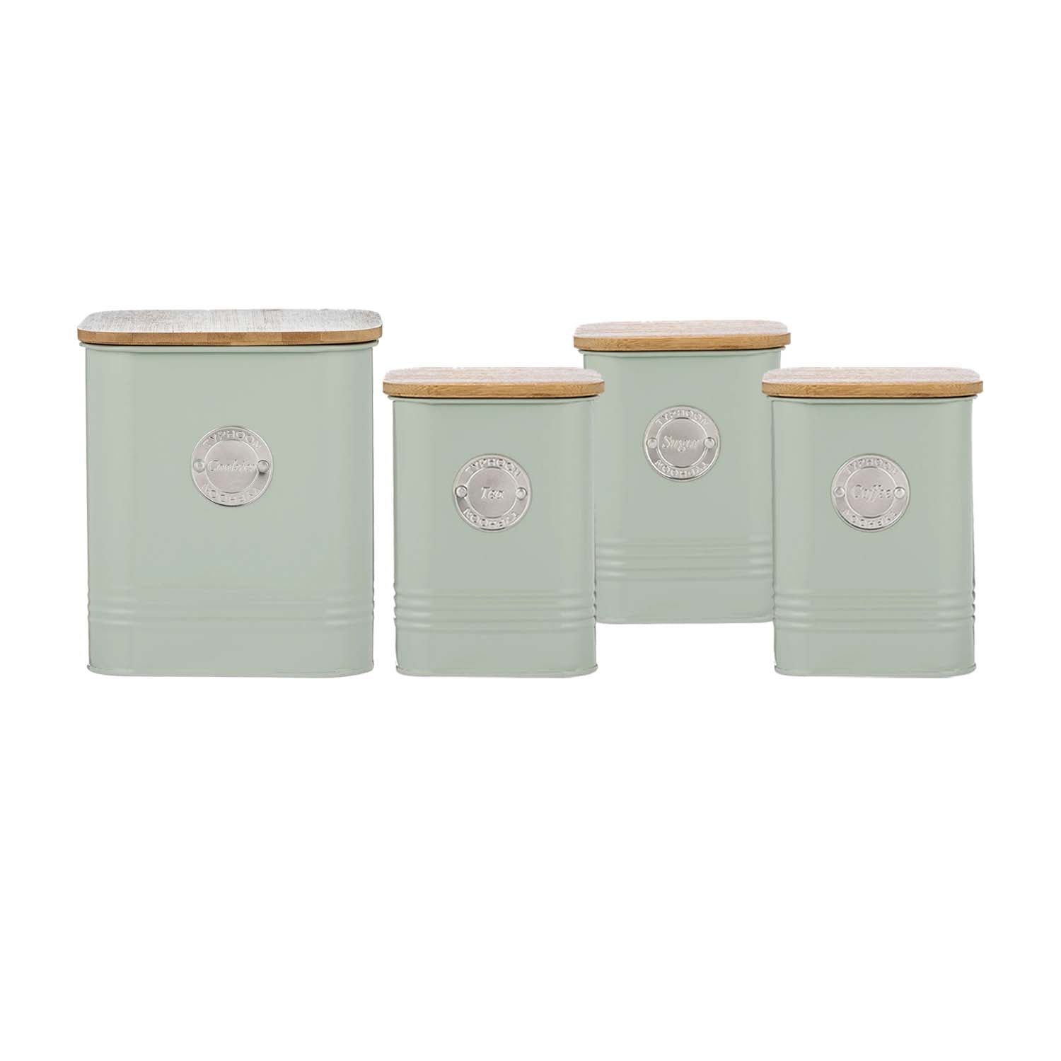 4Pc Coffee Tea Sugar Cookies Canister Set With Airtight Lids