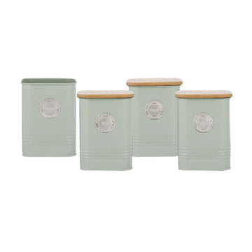 4Pc Coffee Tea Sugar Canister & Utensil Holder Set