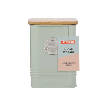 Typhoon 1.3L Tin Airtight Wooden Lid Sugar Canister