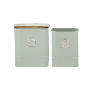 2Pc Tin Cookies Canister With Airtight Lid & Utensil Holder Set