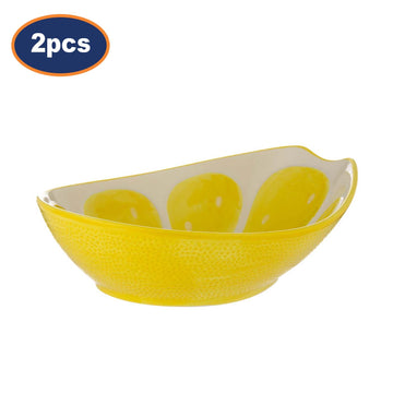 2Pcs 22cm Yellow Lemon Oval Shaped Serving Bowl