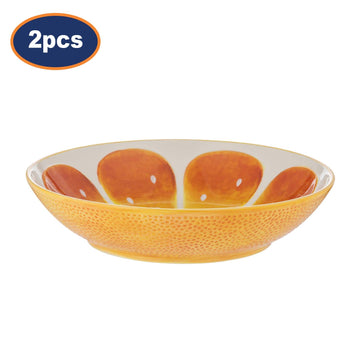 2Pcs World Foods Orange 25cm Ceramic Bowl